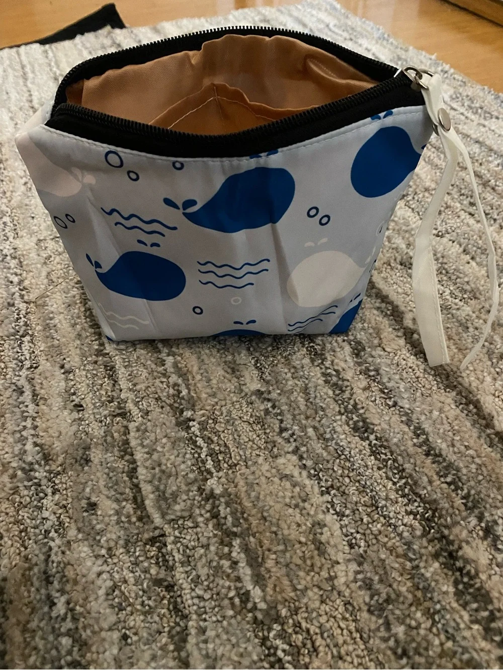 Whale Print Zippered Makeup Pouch Cosmetic Toiletry Travel Bag